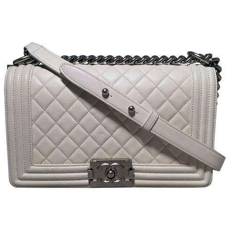 off white chanel boy bag|pre owned Chanel boy bag.